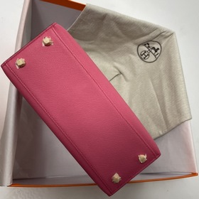 Hermès KL Epsom кожаная сумка серебряной застежкой в форме губной