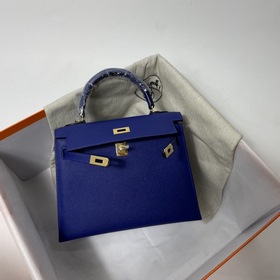 Сумка Hermes KL из кожи Epsom, электрически-синяя с золотыми сере