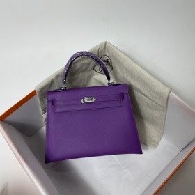 Hermès KL сумка из кожи Epsom с фиолетово-золотой пряжкой Ручная