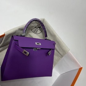 Hermès KL сумка из кожи Epsom с фиолетово-золотой пряжкой Ручная 