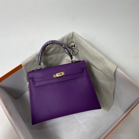 Hermès KL сумка из кожи Epsom с фиолетово-золотой застежкой Ручна