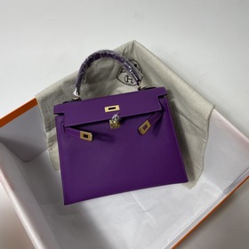Hermès KL сумка из кожи Epsom с фиолетово-золотой застежкой Ручна