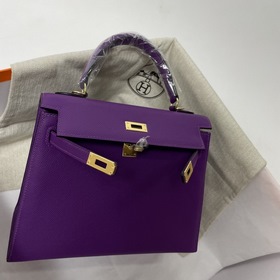Hermès KL сумка из кожи Epsom с фиолетово-золотой застежкой Ручна