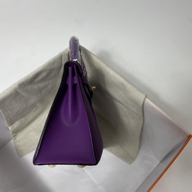 Hermès KL сумка из кожи Epsom с фиолетово-золотой застежкой Ручна
