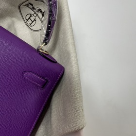 Hermès KL сумка из кожи Epsom с фиолетово-золотой застежкой Ручна