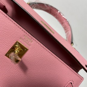 Hermès KL сумка из кожи Epsom, молочно-розового цвета серебряными
