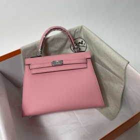 Hermès KL сумка из кожи Epsom, молочно-розового цвета серебристым