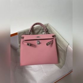 Hermès KL сумка из кожи Epsom, молочно-розового цвета серебристым