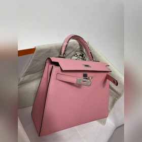 Hermès KL сумка из кожи Epsom, молочно-розового цвета серебристым