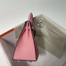 Hermès KL сумка из кожи Epsom, молочно-розового цвета серебристым