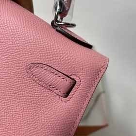Hermès KL сумка из кожи Epsom, молочно-розового цвета серебристым