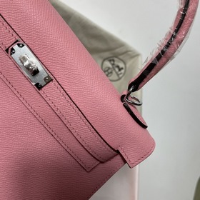 Hermès KL сумка из кожи Epsom, молочно-розового цвета серебристым