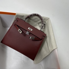 Сумка Hermes KL из кожи Epsom, бордовый цвет с золотыми серебряны
