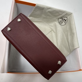 Сумка Hermes KL из кожи Epsom, бордовый цвет с золотыми серебряны
