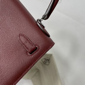 Сумка Hermes KL из кожи Epsom, бордовый цвет с золотыми серебряны