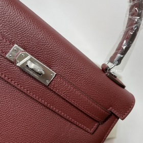 Сумка Hermes KL из кожи Epsom, бордовый цвет с золотыми серебряны