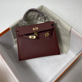 Сумка Hermes KL из кожи Epsom, бордовый цвет с золотыми серебряны