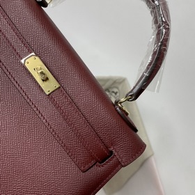 Сумка Hermes KL из кожи Epsom, бордовый цвет с золотыми серебряны