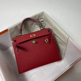 Hermès KL сумка из кожи Epsom, китайский красный с золотыми сереб