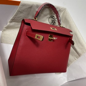 Hermès KL сумка из кожи Epsom, китайский красный с золотыми сереб