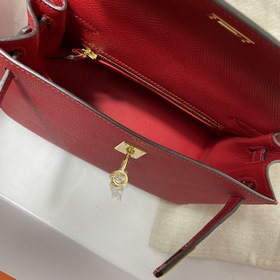 Hermès KL сумка из кожи Epsom, китайский красный с золотыми сереб