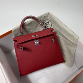 Hermès KL сумка из кожи Epsom, китайский красный с золотыми сереб