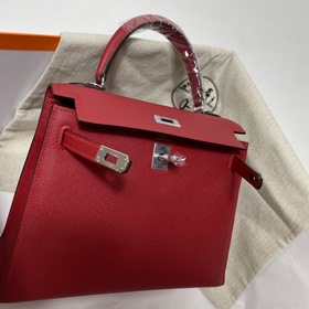 Hermès KL сумка из кожи Epsom, китайский красный с золотыми сереб