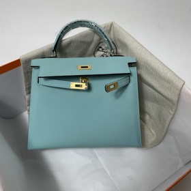 Hermès KL сумка из кожи Epsom, макаронного цвета с золотыми сереб