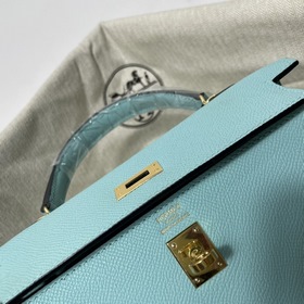Hermès KL сумка из кожи Epsom, макаронного цвета с золотыми сереб