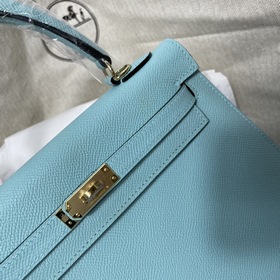 Hermès KL сумка из кожи Epsom, макаронного цвета с золотыми сереб