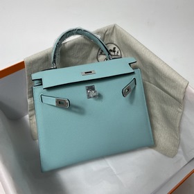 Hermès KL сумка из кожи Epsom, макаронного цвета с золотыми сереб