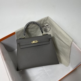 Сумка Hermes KL из кожи Epsom серебристо-золотыми застежками Ручн