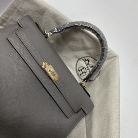 Сумка Hermes KL из кожи Epsom серебристо-золотыми застежками Ручн