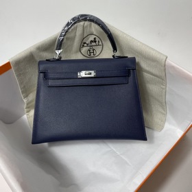 Hermès KL сумка из кожи Epsom, темно-синяя с золотыми серебряными