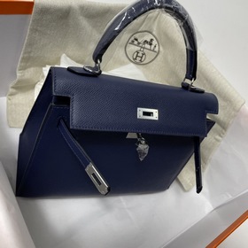 Hermès KL сумка из кожи Epsom, темно-синяя с золотыми серебряными