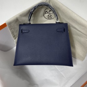 Hermès KL сумка из кожи Epsom, темно-синяя с золотыми серебряными