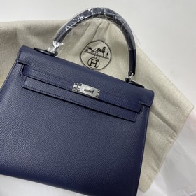 Hermès KL сумка из кожи Epsom, темно-синяя с золотыми серебряными