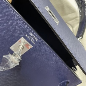 Hermès KL сумка из кожи Epsom, темно-синяя с золотыми серебряными