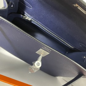 Hermès KL сумка из кожи Epsom, темно-синяя с золотыми серебряными