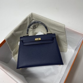 Hermès KL сумка из кожи Epsom, темно-синяя с золотыми серебряными