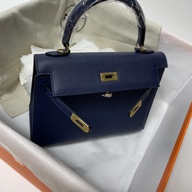 Hermès KL сумка из кожи Epsom, темно-синяя с золотыми серебряными