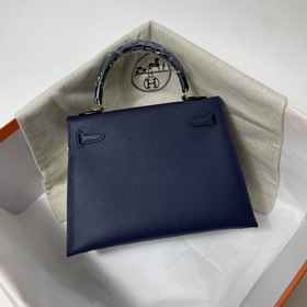 Hermès KL сумка из кожи Epsom, темно-синяя с золотыми серебряными
