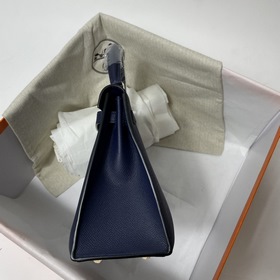 Hermès KL сумка из кожи Epsom, темно-синяя с золотыми серебряными