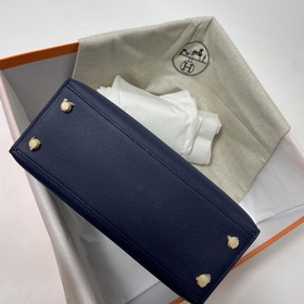 Hermès KL сумка из кожи Epsom, темно-синяя с золотыми серебряными