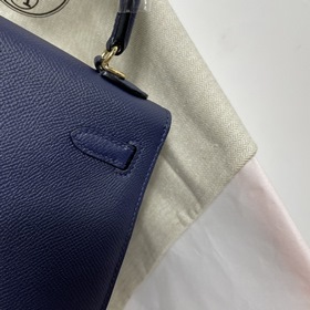 Hermès KL сумка из кожи Epsom, темно-синяя с золотыми серебряными