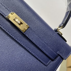 Hermès KL сумка из кожи Epsom, темно-синяя с золотыми серебряными