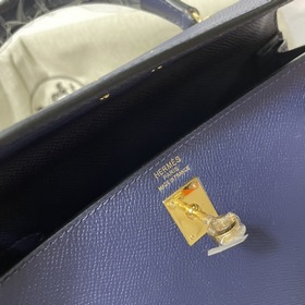 Hermès KL сумка из кожи Epsom, темно-синяя с золотыми серебряными