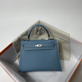 Hermès KL сумка из кожи Epsom, джинсовый синий с золотыми серебря