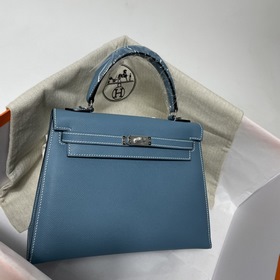 Hermès KL сумка из кожи Epsom, джинсовый синий с золотыми серебря