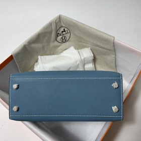 Hermès KL сумка из кожи Epsom, джинсовый синий с золотыми серебря